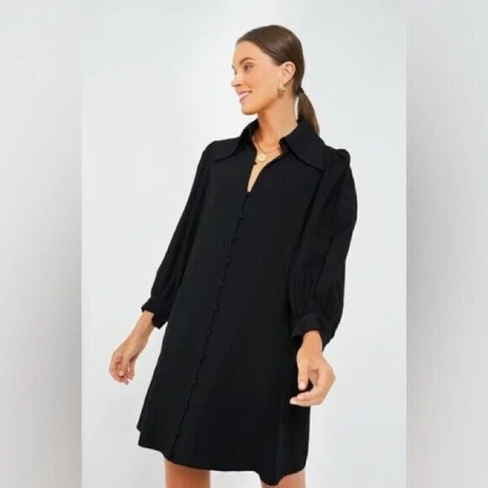 Pomander Place by Tuckernuck Black Luna Dress sz XS NWT Button Front Collared